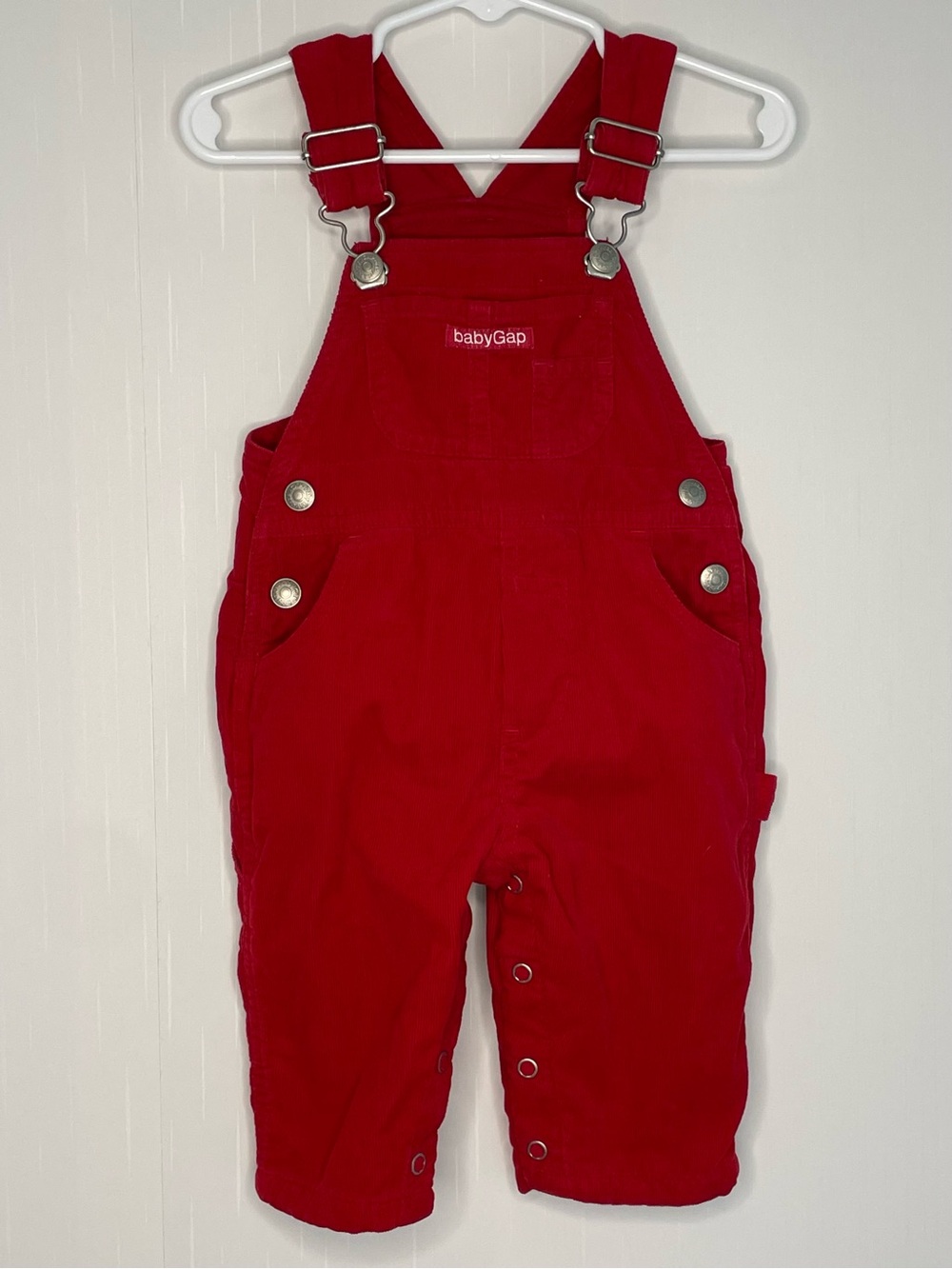 Vintage babyGap Red Corduroy Fully Lined Dungaree Overalls Holiday 3-6M EUC